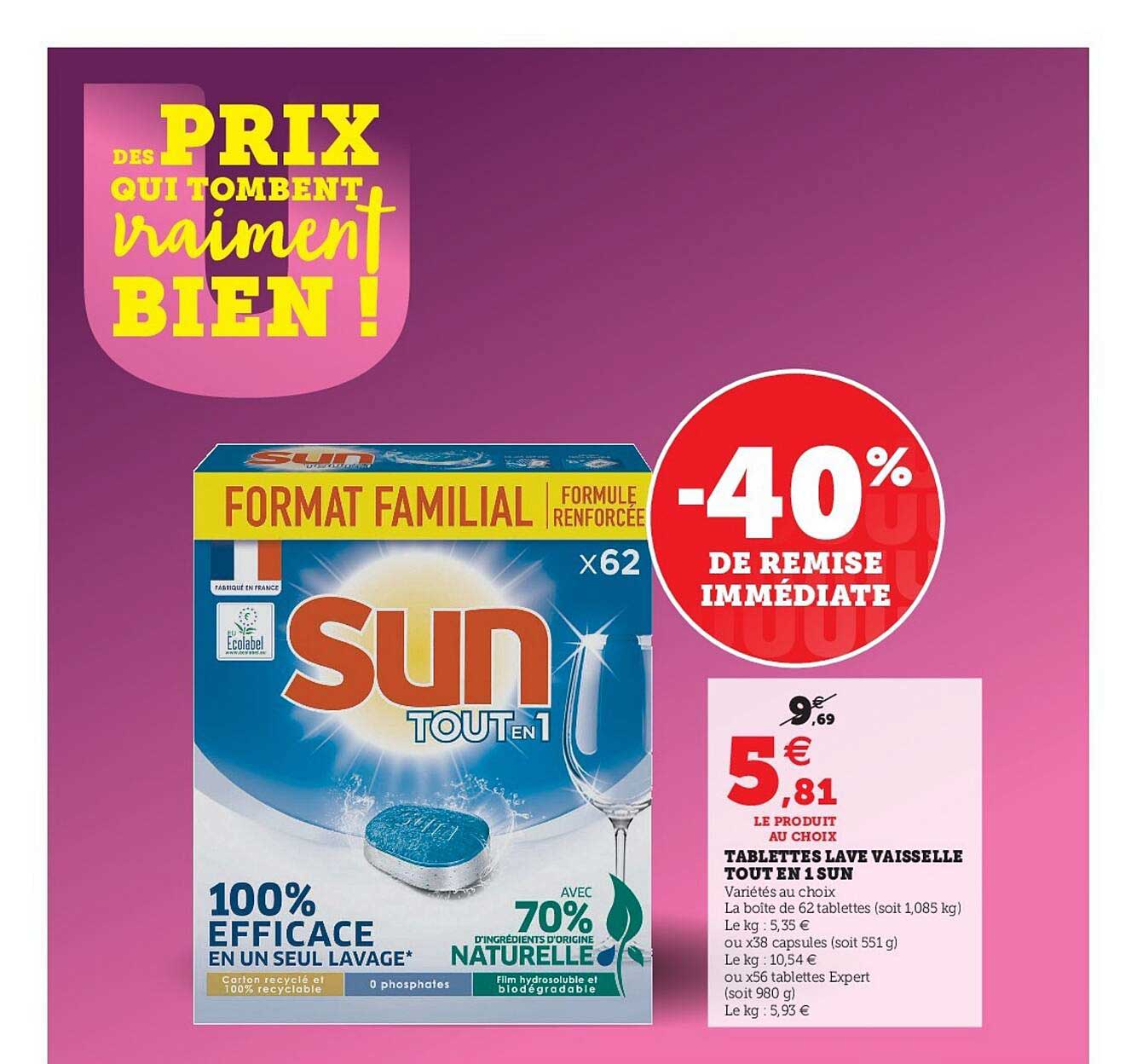 tablettes lave vaisselle tout en u sun