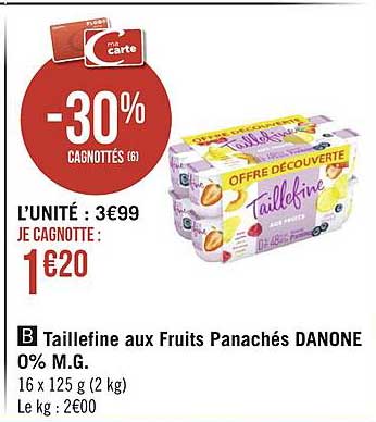 taillefine aux fruits panachés danone 0% m.g.