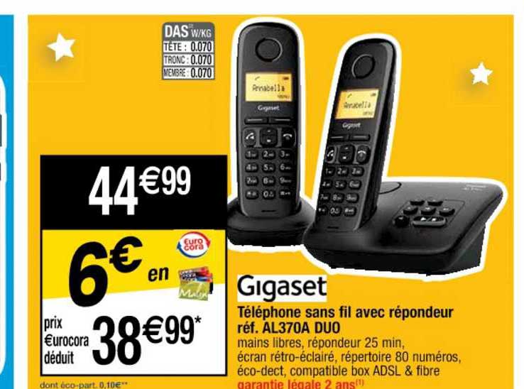 Téléphone Sans Fil Avec Répondeur Gigaset
