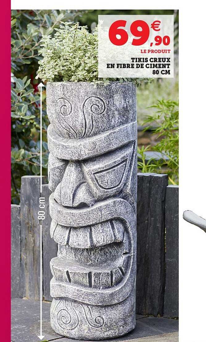 tikis creux en fibre de ciment 80 cm