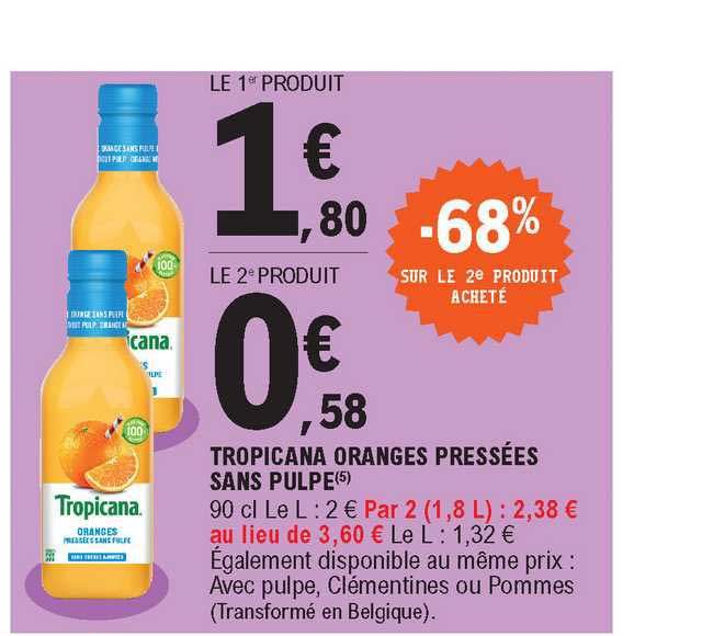 Tropicana Oranges Pressées Sans Pulpe