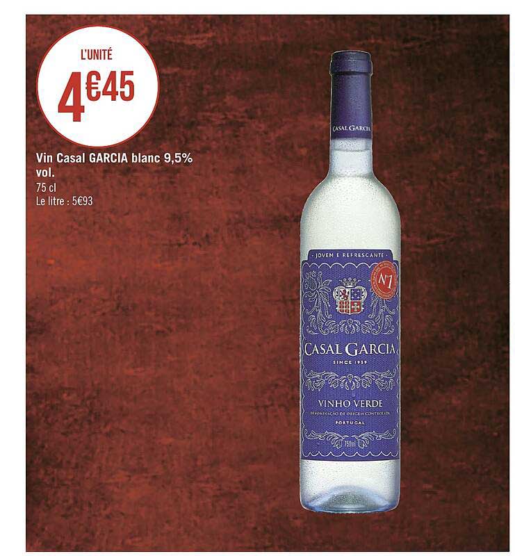 vin casal garcia blanc 9,5% vol.