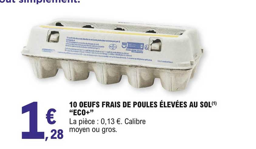 10 oeufs frais de poules élevées au sol "eco+"