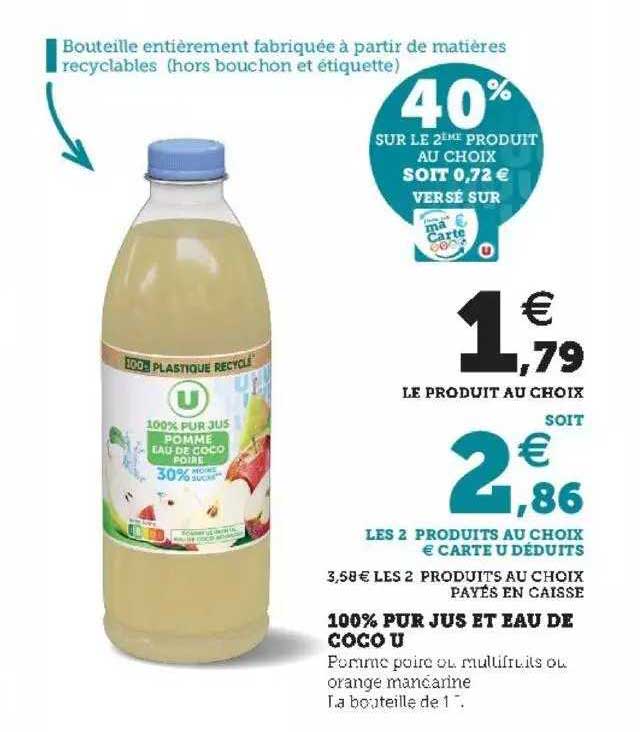 100% Pur Jus Et Eau De Coco U