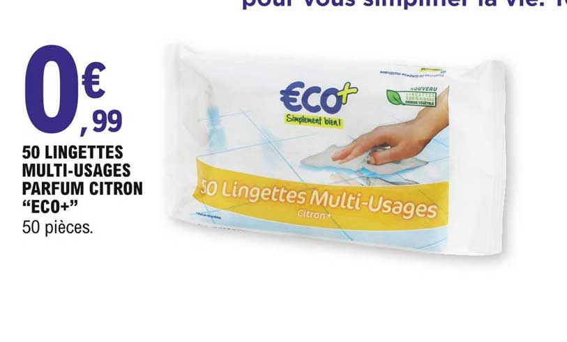 50 lingettes multi-usages parfum citron "eco+"