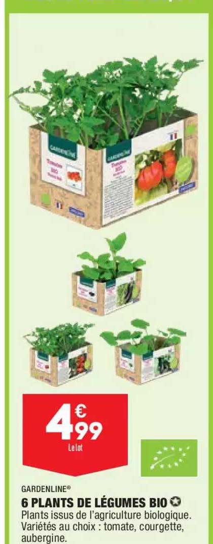 6 plants de légumes bio gardenline