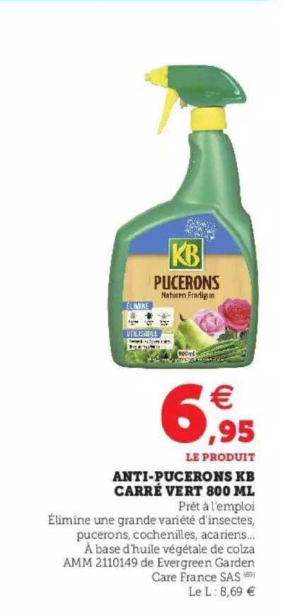 anti-pucerons kb carré vert 800 ml