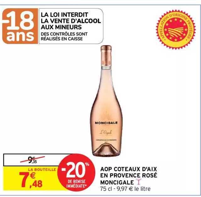Aop Coteaux D'aix En Provence Rosé Moncigale -20% De Remise Immédiate