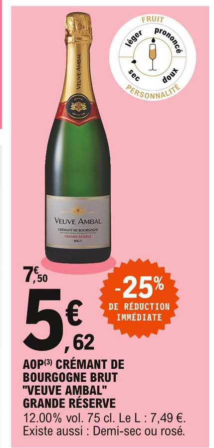 aop crémant de bourgogne brut "veuve ambal" grande réserve