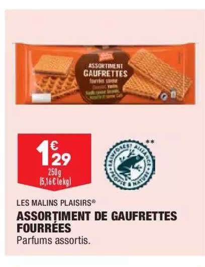 assortiment de gaufrettes fourrées les malins plaisirs
