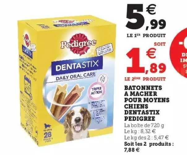 bâtonnets à mâcher pour moyens chiens dentastix pedigree