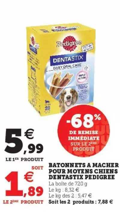 bâtonnets à mâcher pour moyens chiens dentastix pedigree