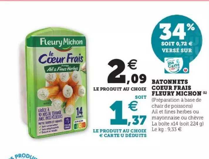 bâtonnets cœur frais fleury michon