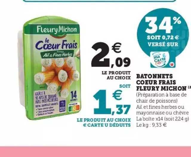 bâtonnets cœur frais fleury michon