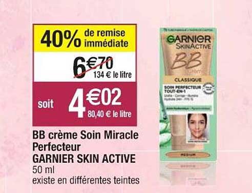 bb crème soin miracle perfecteur garnier skin active
