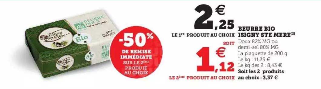 beurre bio isigny ste mère
