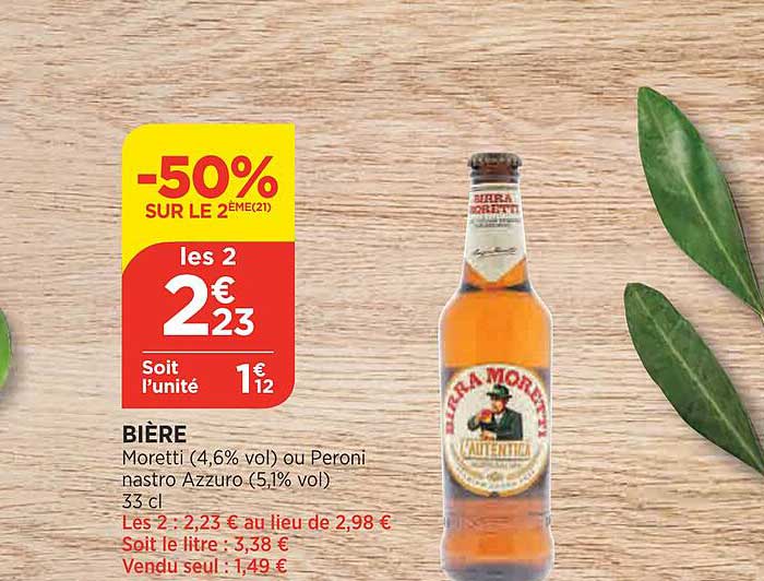 bière moretti ou peroni nastro azzuro