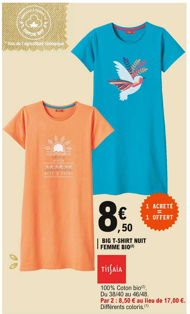 big t-shirt nuit femme bio tissaia