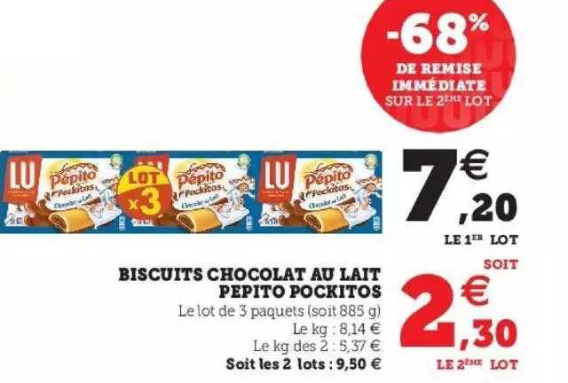 biscuits chocolat au lait pépito pockitos