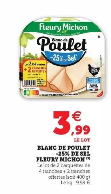 blanc de poulet -25% de sel fleury michon