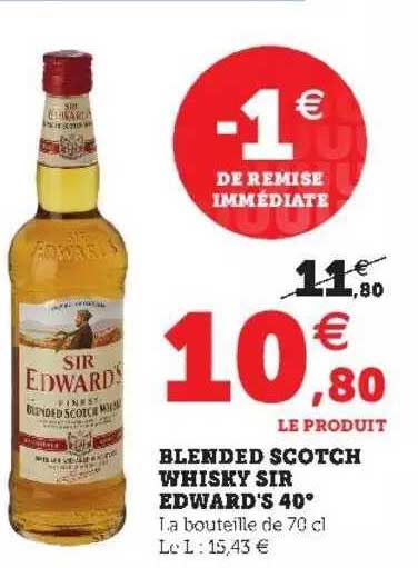 blended scotch whisky sir edward's 40°