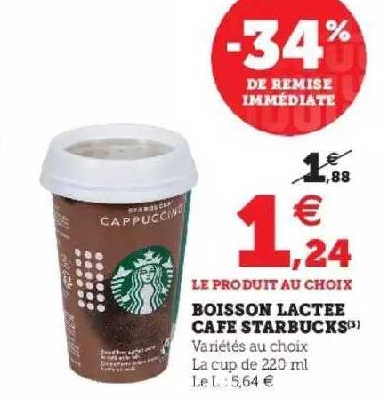 boisson lactée café starbucks