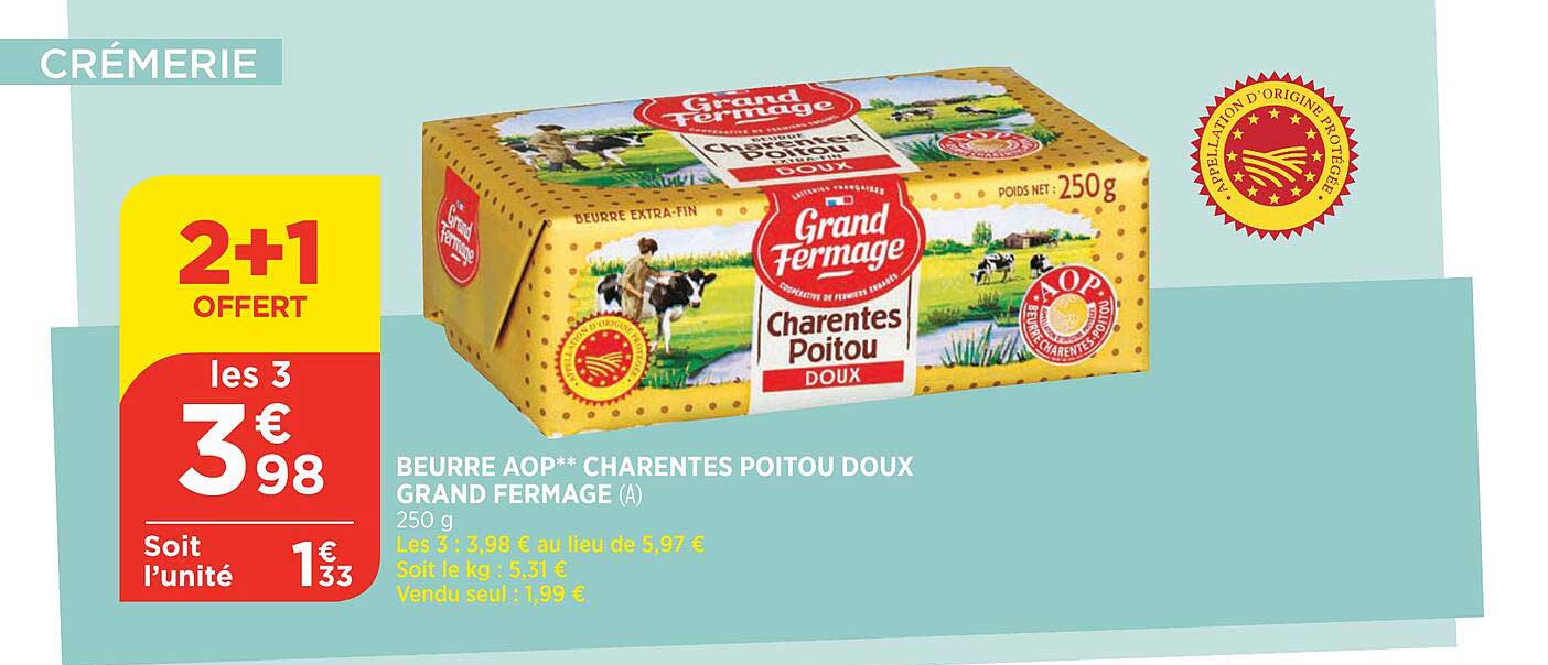 buerre aop charentes poitou doux grand fermage