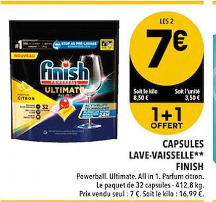 capsules lave-vaisselle finish 1+1 offert