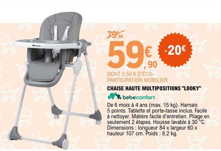 chaise haute multipositions "looky" bebe confort