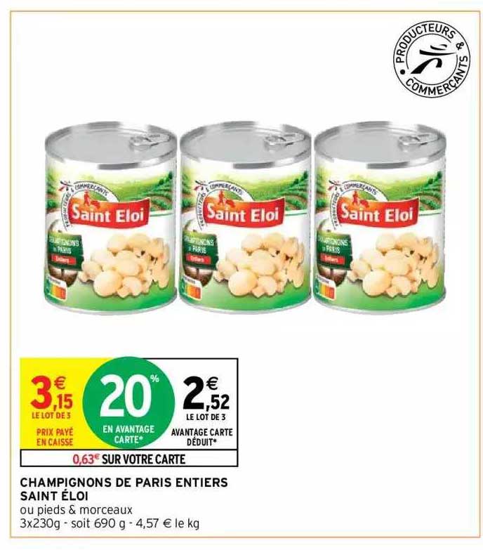 Champignons De Paris Entiers Saint éloi