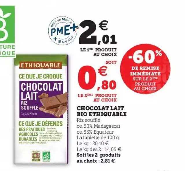 Chocolat Lait Bio éthiquable