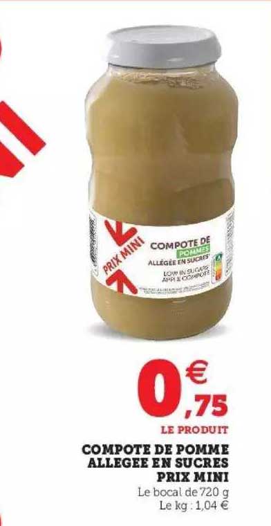 compote de pomme allégée en sucres prix mini