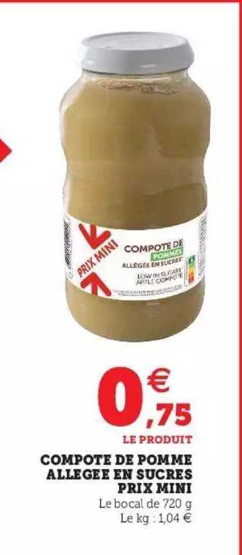 compote de pomme allégée en sucres prix mini