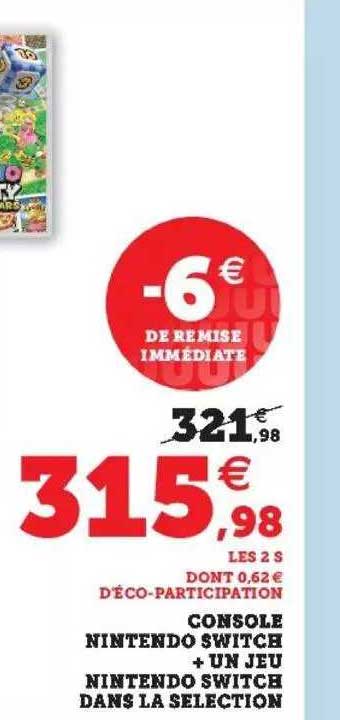 console nintendo switch + un jeu nintendo switch dans la sélection