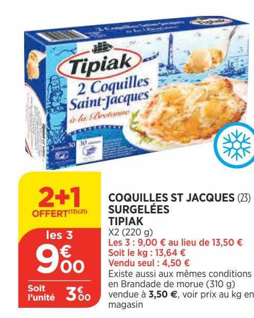 coquilles st jacques surgelées tipiak