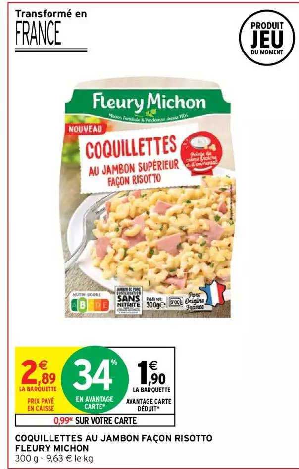coquillettes au jambon façon risotto fleury michon