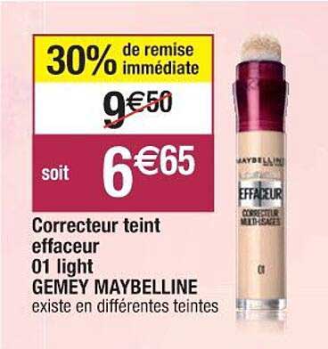 correcteur teint effaceur 01 light gemey maybelline