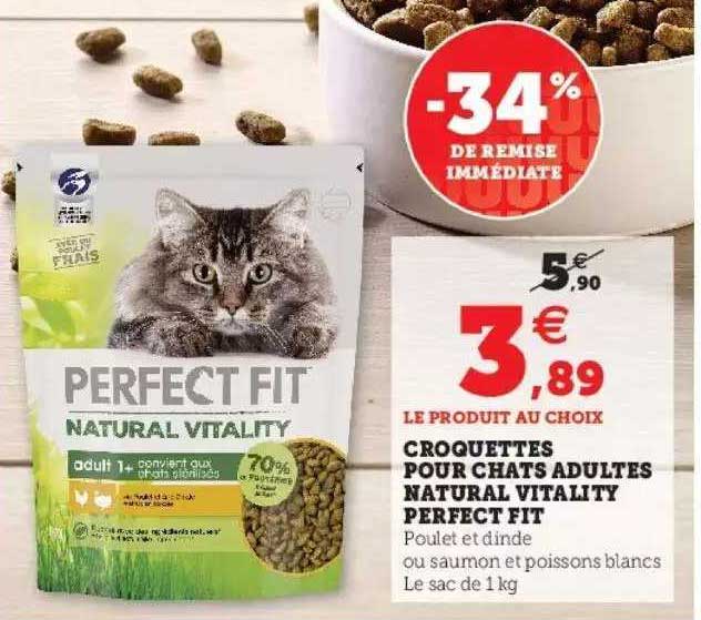 croquettes pour chats adultes natural vitality perfect fit