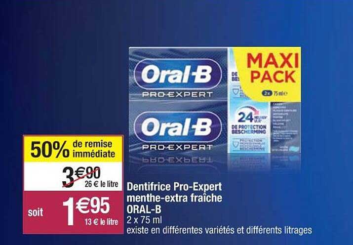 dentifrice pro-expert menthe-extra fraîche oral-b