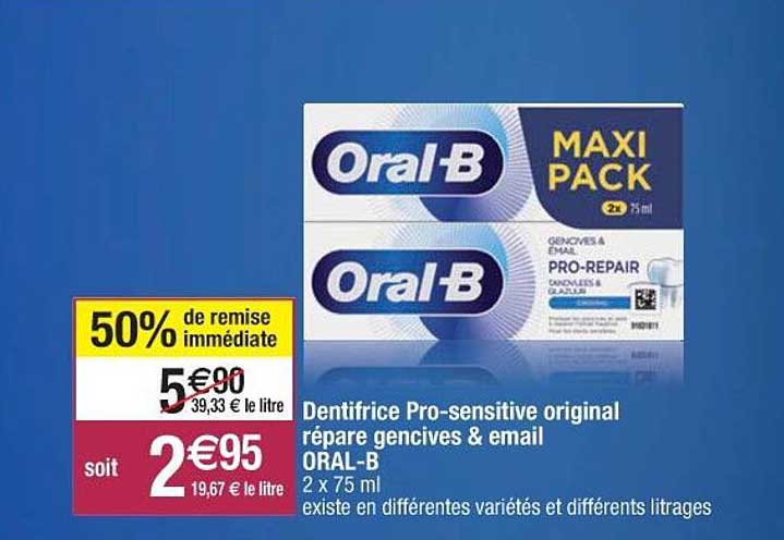 Dentifrice Pro-sensitive Original Répare Gencives & Email Oral-b