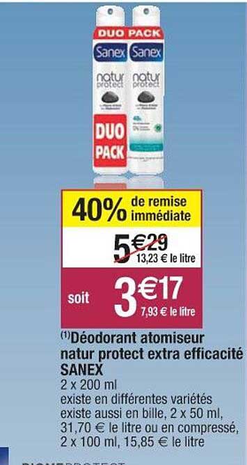 déodorant atomiseur nature protect extra efficacité sanex