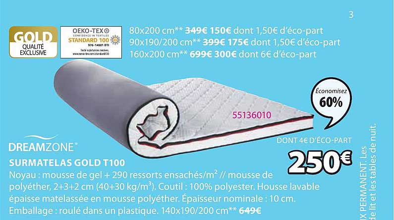 Dreamzone Surmatelas Gold T100