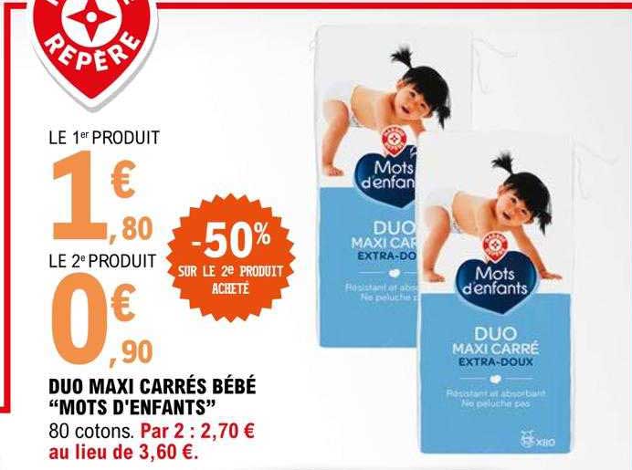 duo maxi carrés bébé "mots d'enfants"