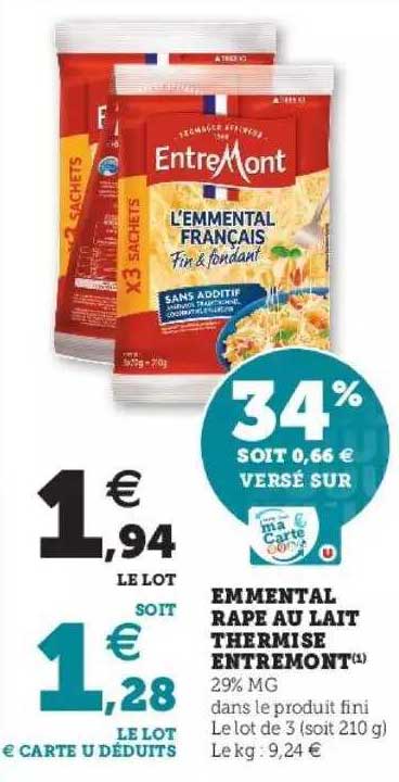 Emmental Râpé Au Lait Thermisé Entremont