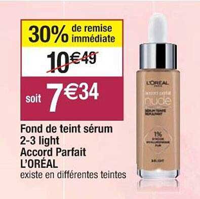 fond de teint sérum 2-3 light accord parfait l'oréal