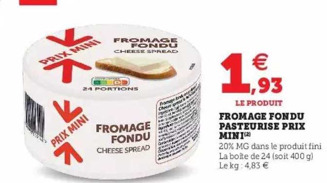 fromage fondu pasteurisé prix mini