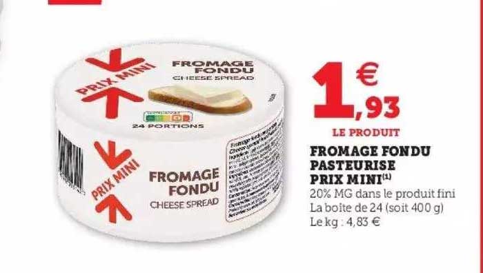 fromage fondu pasteurisé prix mini