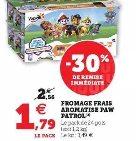 fromage frais aromatisé paw patrol