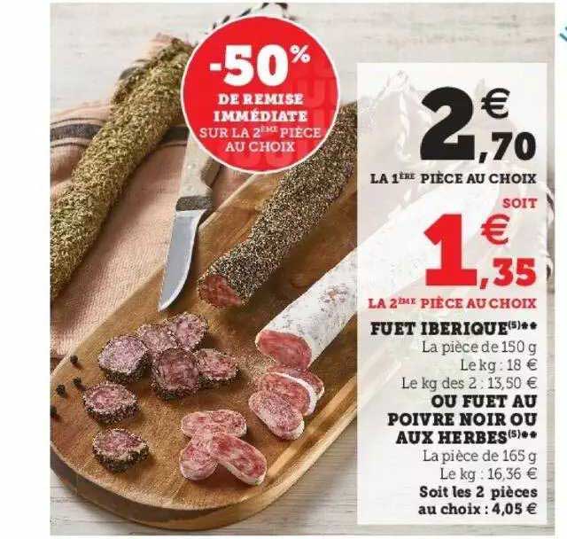 Fuet Ibérique Ou Fuet Au Poivre Noir Ou Aux Herbes