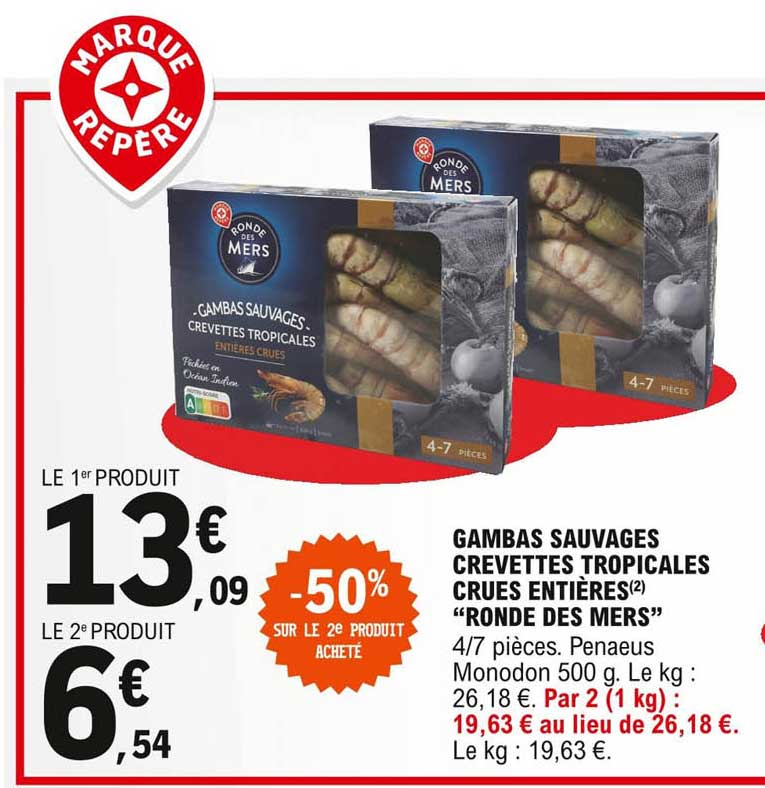 gambas sauvages crevettes tropicales crues entières "ronde des mers"